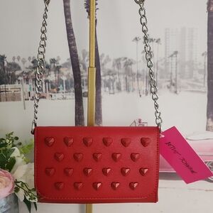 Betsey Johnson Red Heart-Studded Women's Bag..New With Tags! Great Gift!